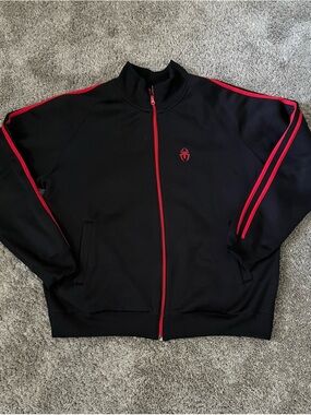 Marvel Spider Man 2002 Track Jacket Men Large Black Full Zip Fleece Lined VTG